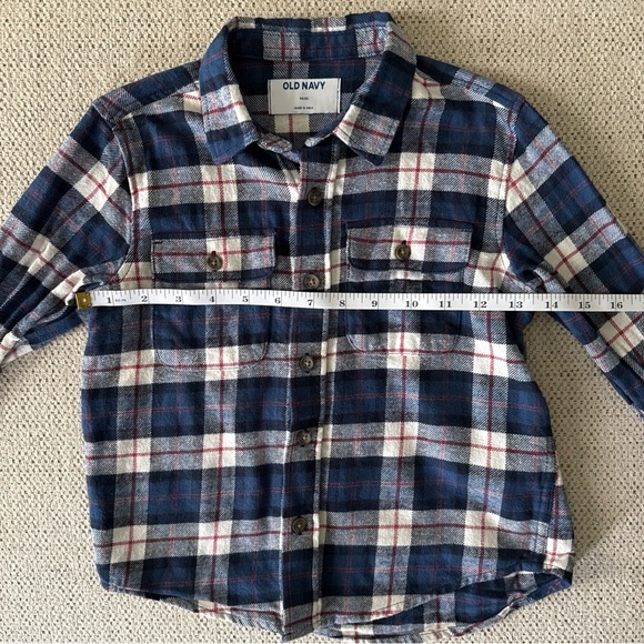 Old Navy Boys XS (5) Plaid Long Sleeve Soft-Brushed Flannel Pocket Shirt - Picture 6 of 7